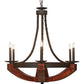 Meyda Lighting Doyle 34" 6-Light Oil Rubbed Bronze & Wood Chandelier With Oil Rubbed Bronze Candlelight