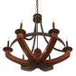 Meyda Lighting Doyle 34" 6-Light Oil Rubbed Bronze & Wood Chandelier With Oil Rubbed Bronze Candlelight