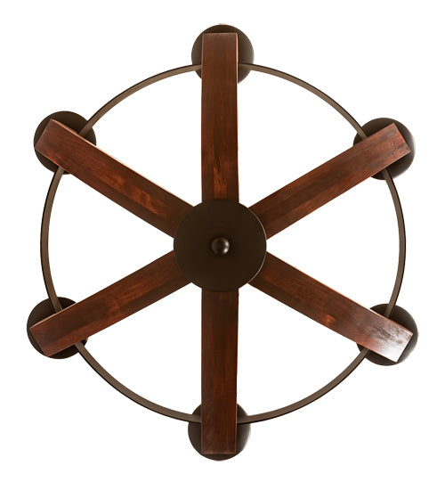Meyda Lighting Doyle 34" 6-Light Oil Rubbed Bronze & Wood Chandelier With Oil Rubbed Bronze Candlelight