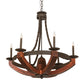 Meyda Lighting Doyle 34" 6-Light Oil Rubbed Bronze & Wood Chandelier With Oil Rubbed Bronze Candlelight
