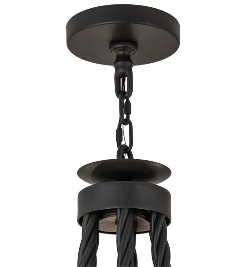 Meyda Lighting Doyle 42" 6-Light Wrought Iron & Mapple Wood Chandelier With Black Faux Candlelight