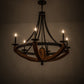 Meyda Lighting Doyle 42" 6-Light Wrought Iron & Mapple Wood Chandelier With Black Faux Candlelight