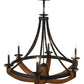 Meyda Lighting Doyle 42" 6-Light Wrought Iron & Mapple Wood Chandelier With Black Faux Candlelight