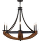 Meyda Lighting Doyle 42" 6-Light Wrought Iron & Mapple Wood Chandelier With Black Faux Candlelight