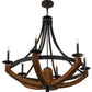 Meyda Lighting Doyle 42" 6-Light Wrought Iron & Mapple Wood Chandelier With Black Faux Candlelight