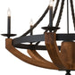 Meyda Lighting Doyle 42" 6-Light Wrought Iron & Mapple Wood Chandelier With Black Faux Candlelight