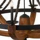 Meyda Lighting Doyle 42" 6-Light Wrought Iron & Mapple Wood Chandelier With Black Faux Candlelight