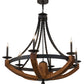 Meyda Lighting Doyle 42" 6-Light Wrought Iron & Mapple Wood Chandelier With Black Faux Candlelight