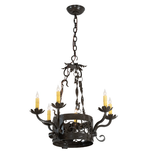 Meyda Lighting Dragone 24" 6-Light Timeless Bronze Chandelier With Ivory Faux Candlelight