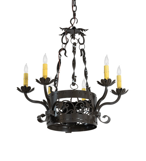 Meyda Lighting Dragone 24" 6-Light Timeless Bronze Chandelier With Ivory Faux Candlelight