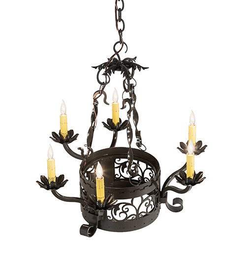 Meyda Lighting Dragone 24" 6-Light Timeless Bronze Chandelier With Ivory Faux Candlelight