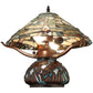 Meyda Lighting Dragonfly 17" 2-Light Mahogany Bronze Cut Agata Table Lamp With Multi-Colored Shade Glass