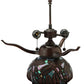 Meyda Lighting Dragonfly 17" 2-Light Mahogany Bronze Cut Agata Table Lamp With Multi-Colored Shade Glass