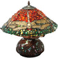 Meyda Lighting Dragonfly 17" 2-Light Mahogany Bronze Polished Agata Table Lamp With Multi-Colored Shade Glass