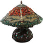 Meyda Lighting Dragonfly 17" 2-Light Mahogany Bronze Polished Agata Table Lamp With Multi-Colored Shade Glass
