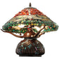 Meyda Lighting Dragonfly 17" 2-Light Mahogany Bronze Polished Agata Table Lamp With Multi-Colored Shade Glass