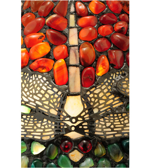 Meyda Lighting Dragonfly 17" 2-Light Mahogany Bronze Polished Agata Table Lamp With Multi-Colored Shade Glass