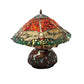 Meyda Lighting Dragonfly 17" 2-Light Mahogany Bronze Polished Agata Table Lamp With Multi-Colored Shade Glass