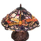 Meyda Lighting Dragonfly 17" 3-Light Mahogany Bronze Agata Table Lamp With Polished Agate Stone Shade