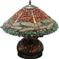 Meyda Lighting Dragonfly 17" 3-Light Mahogany Bronze Polished Agata Table Lamp With Multi-Colored Shade Glass and Lighted Base
