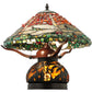 Meyda Lighting Dragonfly 17" 3-Light Mahogany Bronze Polished Agata Table Lamp With Multi-Colored Shade Glass and Lighted Base
