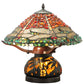 Meyda Lighting Dragonfly 17" 3-Light Mahogany Bronze Polished Agata Table Lamp With Multi-Colored Shade Glass and Lighted Base