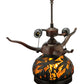 Meyda Lighting Dragonfly 17" 3-Light Mahogany Bronze Polished Agata Table Lamp With Multi-Colored Shade Glass and Lighted Base