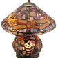 Meyda Lighting Dragonfly 19" 2-Light Mahogany Bronze Agata Table Lamp With Multi-Colored Shade Glass