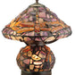 Meyda Lighting Dragonfly 19" 2-Light Mahogany Bronze Agata Table Lamp With Multi-Colored Shade Glass