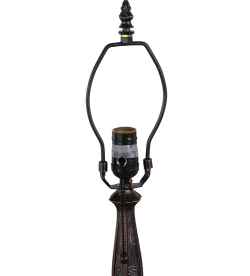 Meyda Lighting Dragonfly 19" Mahogany Bronze Trellis Accent Table Lamp With Multi-Colored Shade Glass