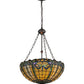 Meyda Lighting Dragonfly 20" 2-Light Mahogany Bronze Trellis Inverted Pendant Light With Multi-Colored Shade Glass