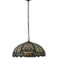 Meyda Lighting Dragonfly 20" 2-Light Mahogany Bronze Trellis Pendant Light With Multi-Colored Shade Glass