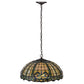Meyda Lighting Dragonfly 20" 2-Light Mahogany Bronze Trellis Pendant Light With Multi-Colored Shade Glass