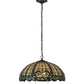 Meyda Lighting Dragonfly 20" 2-Light Mahogany Bronze Trellis Pendant Light With Multi-Colored Shade Glass