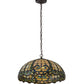 Meyda Lighting Dragonfly 20" 2-Light Mahogany Bronze Trellis Pendant Light With Multi-Colored Shade Glass