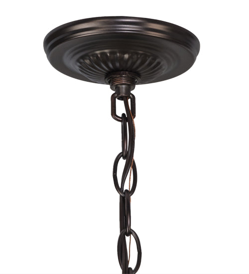 Meyda Lighting Dragonfly 20" 2-Light Mahogany Bronze Trellis Pendant Light With Multi-Colored Shade Glass