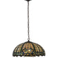 Meyda Lighting Dragonfly 20" 2-Light Mahogany Bronze Trellis Pendant Light With Multi-Colored Shade Glass