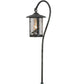 Meyda Lighting Dragonfly 26" Craftsman Verdigris Shepherd's Hook Landscape Fixture With Clear Leaf Shade Glass