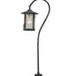 Meyda Lighting Dragonfly 26" Craftsman Verdigris Shepherd's Hook Landscape Fixture With Clear Leaf Shade Glass