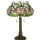 Meyda Lighting Dragonfly Flower 23" 2-Light Mahogany Bronze Table Lamp With Multi-Colored Shade Glass