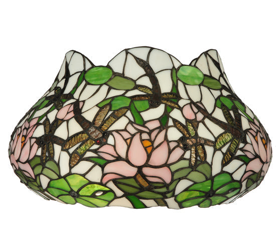 Meyda Lighting Dragonfly Flower 23" 2-Light Mahogany Bronze Table Lamp With Multi-Colored Shade Glass