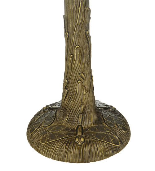 Meyda Lighting Dragonfly Flower 23" 2-Light Mahogany Bronze Table Lamp With Multi-Colored Shade Glass