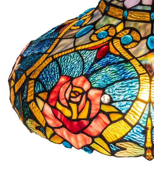 Meyda Lighting Dragonfly Rose 18" Multi-Colored Shade Glass