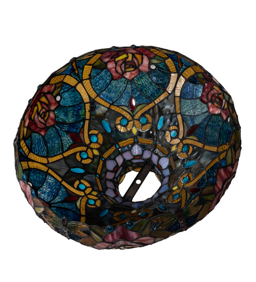 Meyda Lighting Dragonfly Rose 18" Multi-Colored Shade Glass