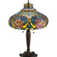 Meyda Lighting Dragonfly Rose 26" 3-Light Mahogany Bronze Table Lamp With Multi-Colored Shade Glass