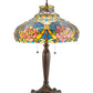 Meyda Lighting Dragonfly Rose 26" 3-Light Mahogany Bronze Table Lamp With Multi-Colored Shade Glass