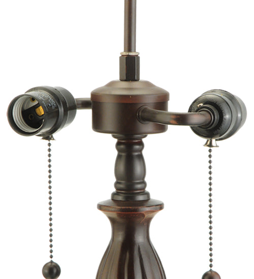 Meyda Lighting Dragonfly Rose 26" 3-Light Mahogany Bronze Table Lamp With Multi-Colored Shade Glass