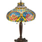 Meyda Lighting Dragonfly Rose 26" 3-Light Mahogany Bronze Table Lamp With Multi-Colored Shade Glass