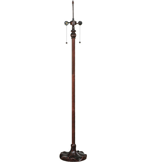 Meyda Lighting Dragonfly Rose 60" 2-Light Mahogany Bronze Floor Lamp With Multi-Colored Shade Glass