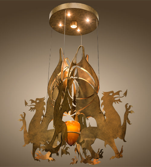 Meyda Lighting Dragos 80" 5-Light Sahara Gold Pendant Light